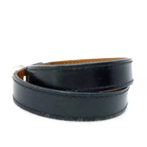 Authentic HERMES Kelly Double Tour Bracelet R in Square Black Leather - Picture 3 of 7